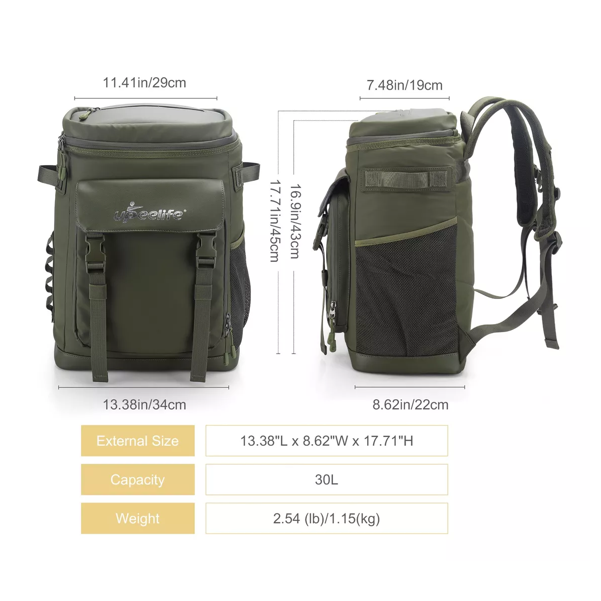 Foto 3 pulgar | Mochila Hielera Portátil Eo Safe Imports Esi-16887 Verde Impermeable 30 L