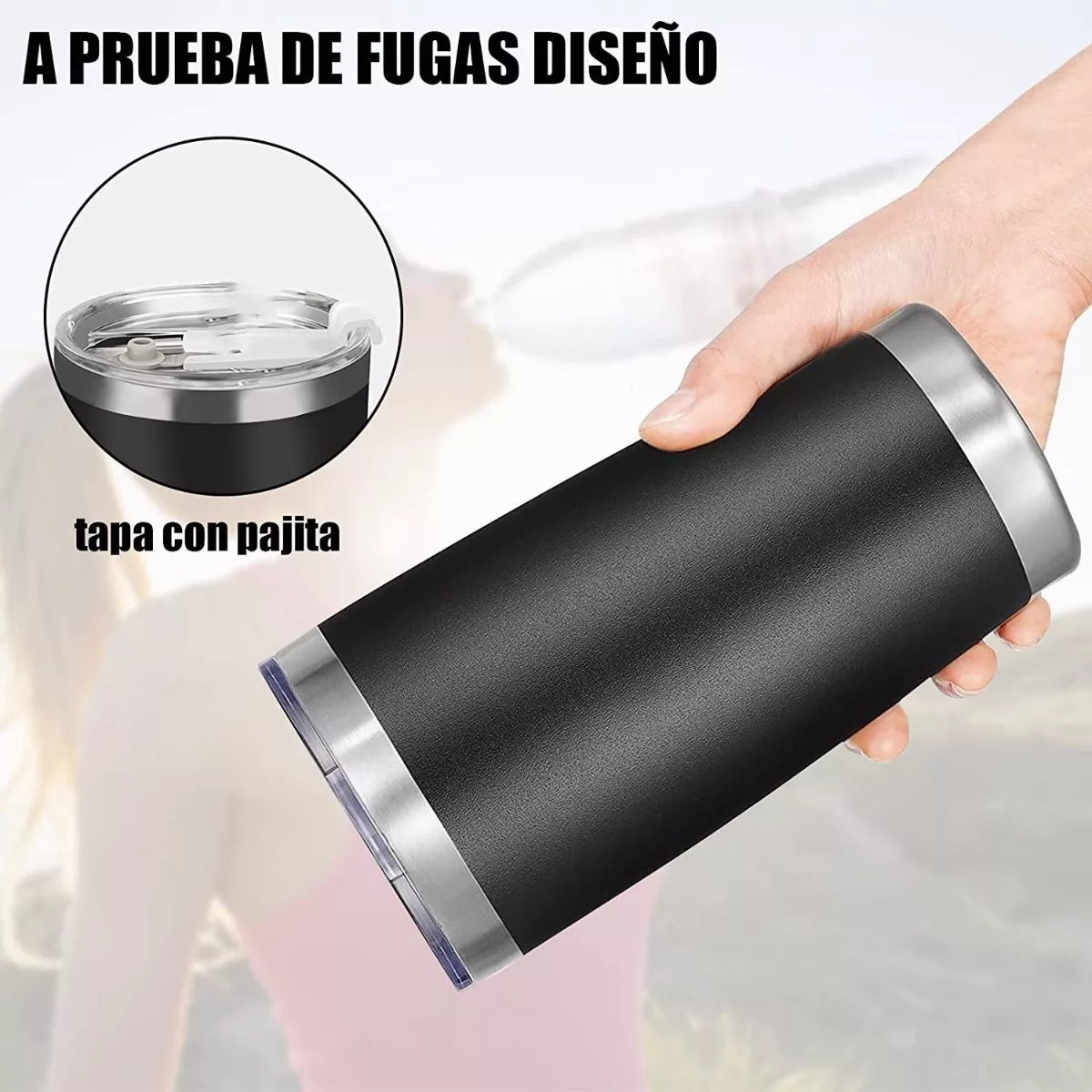 Foto 3 pulgar | Vasos Térmicos De Acero Inoxidable Para Calor Y Frío Eo Safe Imports Esi-6844 Color Negro