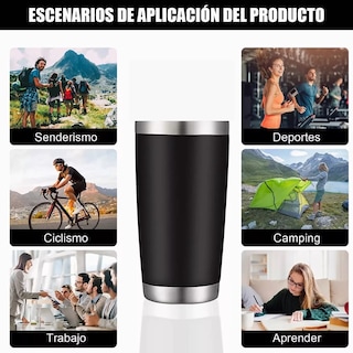 Foto 3 | Vasos Térmicos De Acero Inoxidable Para Calor Y Frío Eo Safe Imports Esi-6844 Color Negro