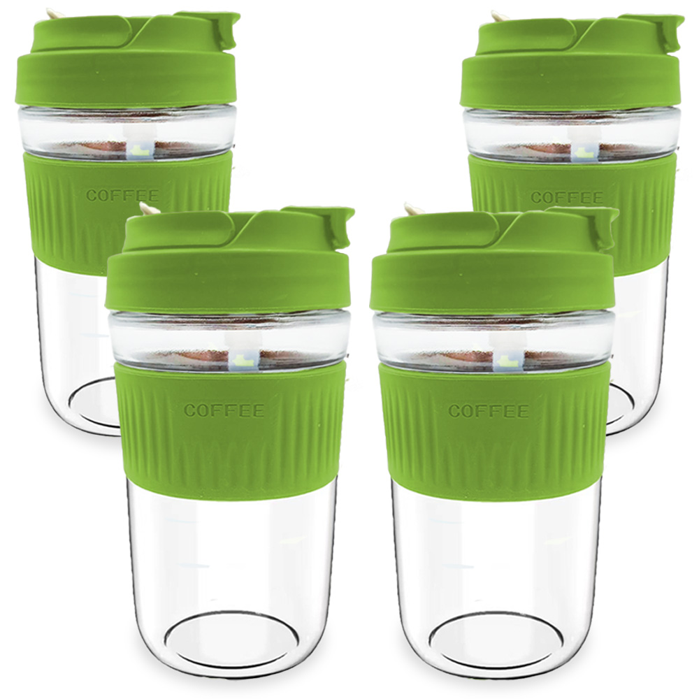 Foto 2 pulgar | Set De 4 Pz Vasos Shendy Vendy Termo Portátil Antiderrame color Verde Multifuncional