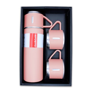 Foto 2 | Termo Besser Vacuum BT301 Rosa de Acero Inoxidable con 3 Tazas 500 ml
