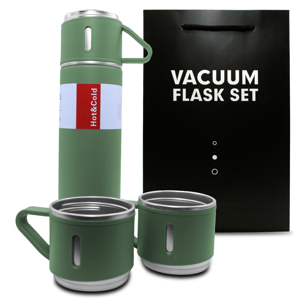 Foto 2 pulgar | Termo Besser Vacuum BT301 Verde de Acero Inoxidable con 3 Tazas 500 ml