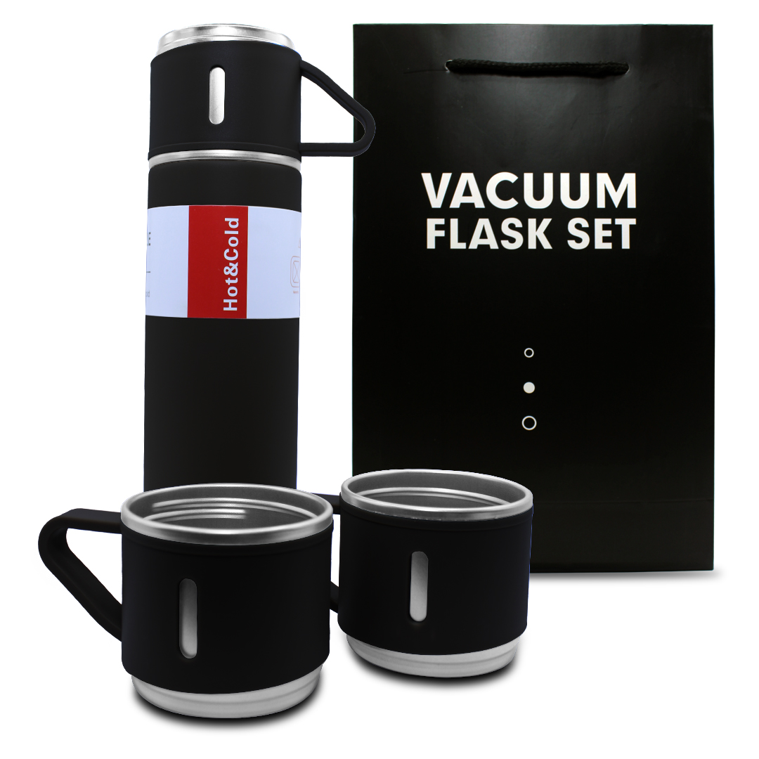 Termo Besser Vacuum PB-31 Negro de Acero Inoxidable con 3 Tazas 500 ml