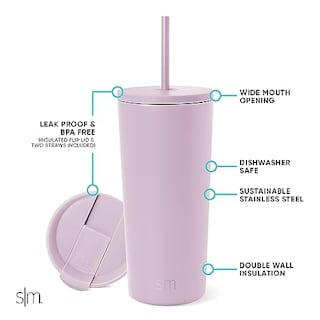 Foto 2 | Venta Internacional-Vaso Simple Modern Lila 590 Ml con Popote