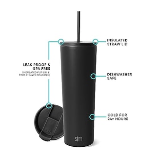 Foto 2 | Venta Internacional - Vaso Aislante Moderno Sencillo con Tapa y Popote 590 ml