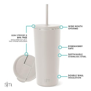 Foto 2 | Venta Internacional - Vaso Aislante Simple Modern con Tapa y Pajita 500 ml