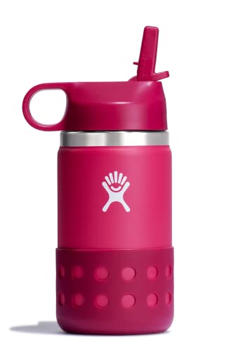 Venta Internacional - Botella De Agua Hydro Flask Kids De 350 Ml Con Tapa De Pajita, Color Peonía