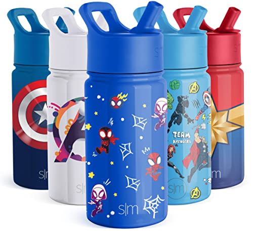 Venta Internacional - Botella De Agua Simple Modern Spiderman Kids Con Tapa De Pajita, 350 Ml