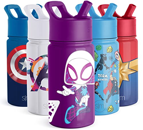 Venta Internacional - Botella De Agua Simple Modern Spiderman Kids Con Tapa De Pajita, 350 Ml