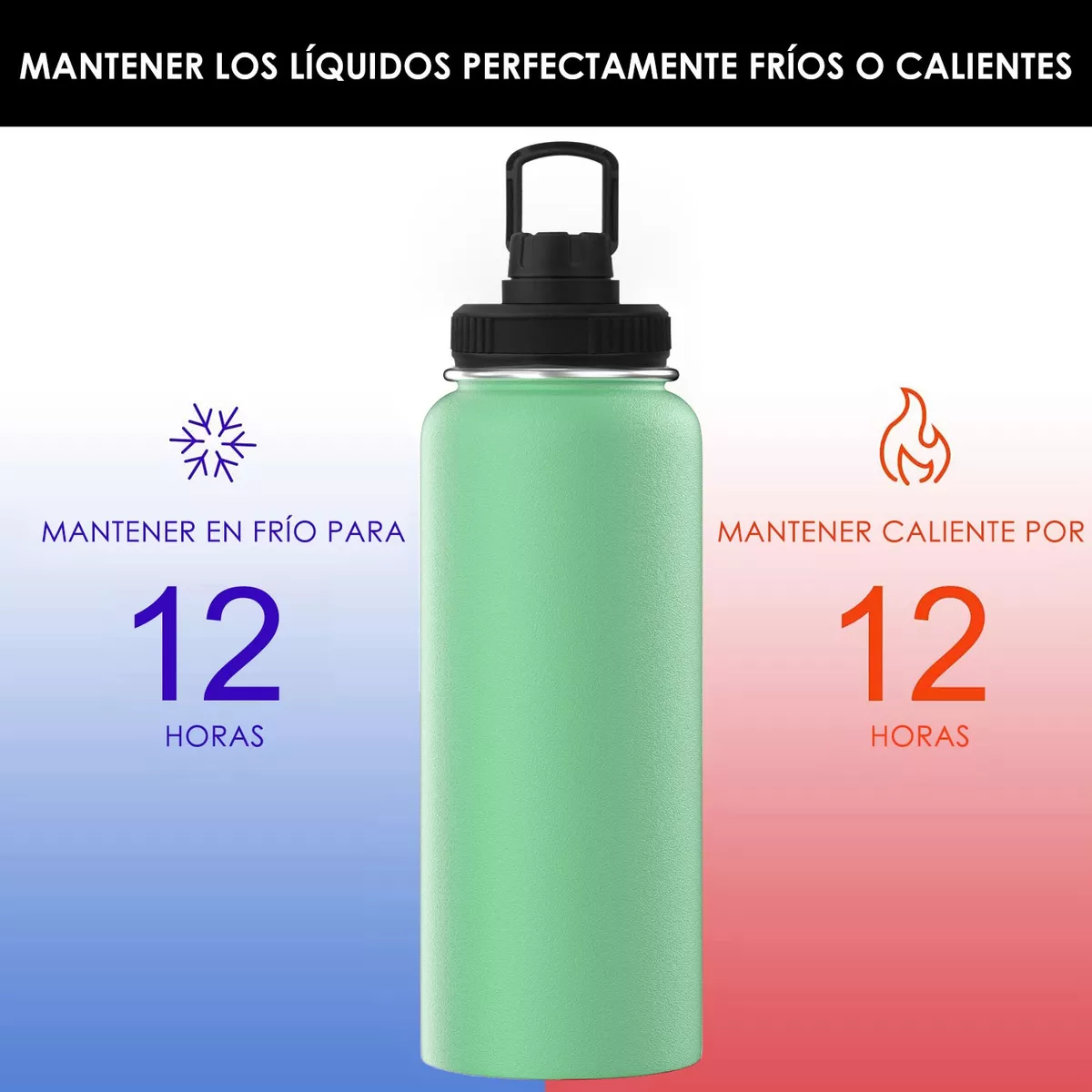 Foto 3 pulgar | Botella Eo Safe Imports Esi-12523 Verde para Agua Fría o Caliente de Acero Inoxidable 1.2 L