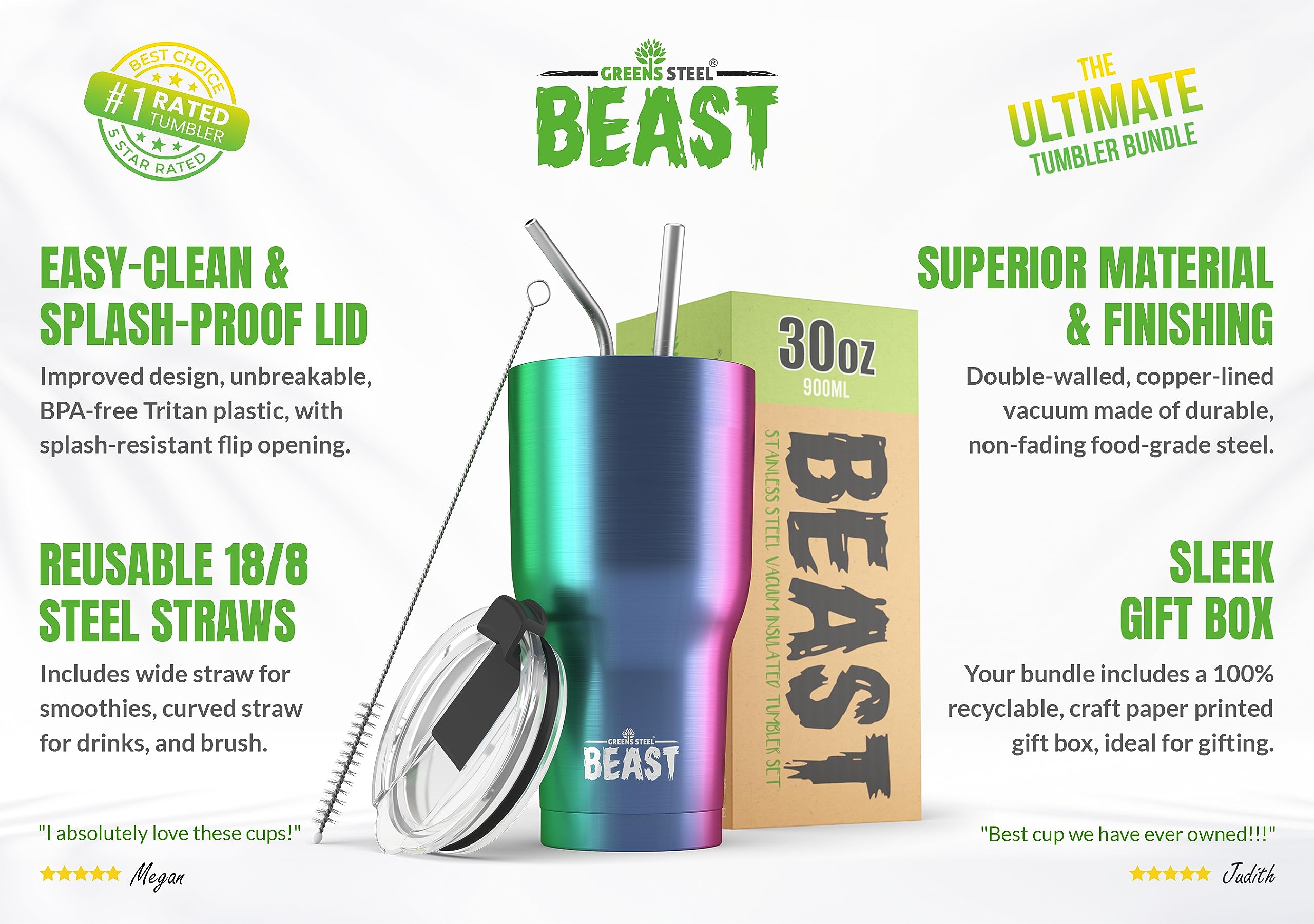 Foto 6 pulgar | Tumbler Greens Steel Beast 887 ml con Aislamiento Al Vacío - Venta Internacional