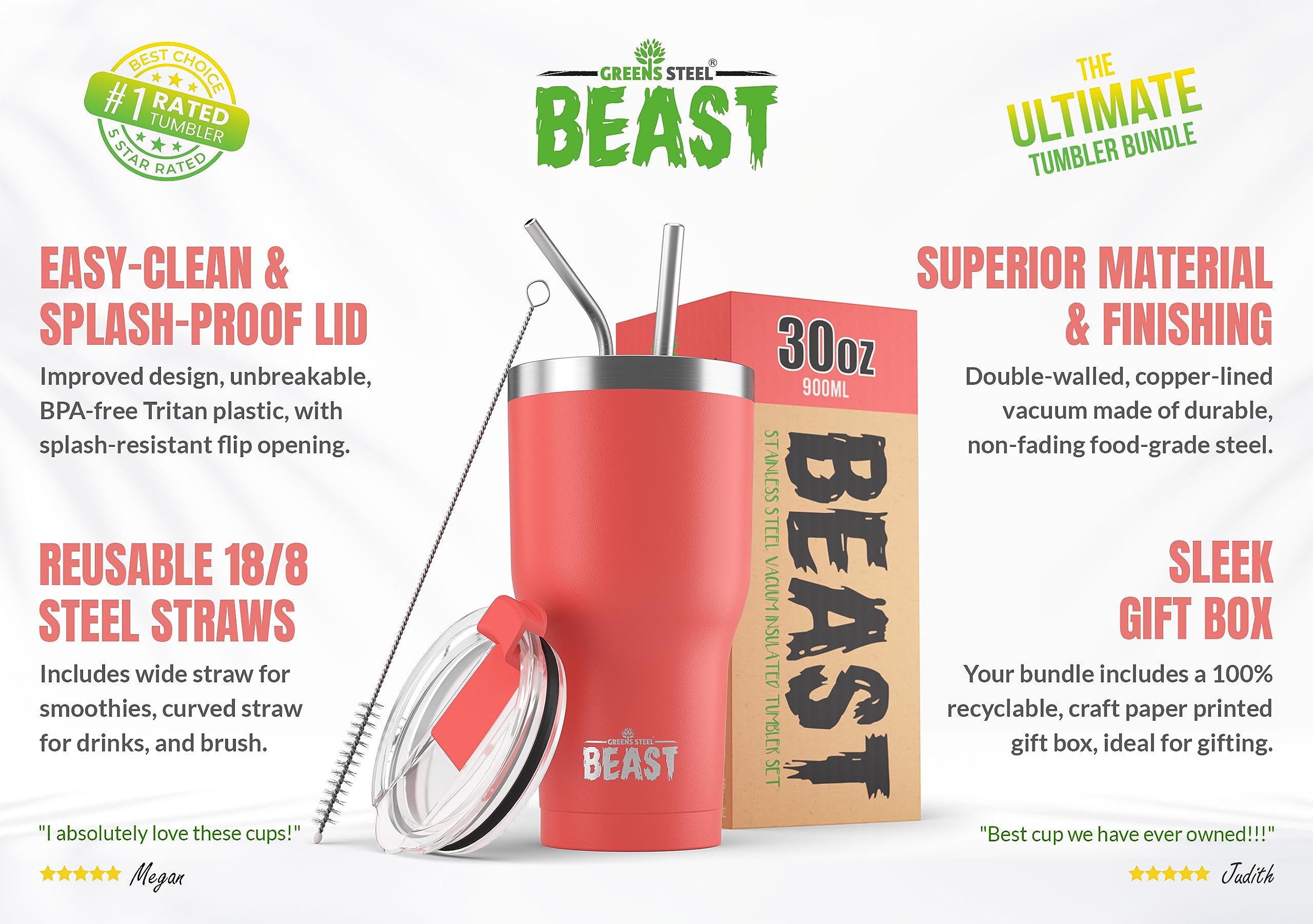 Foto 6 pulgar | Tumbler Greens Steel Beast 887 ml con Aislamiento al Vacío - Venta Internacional