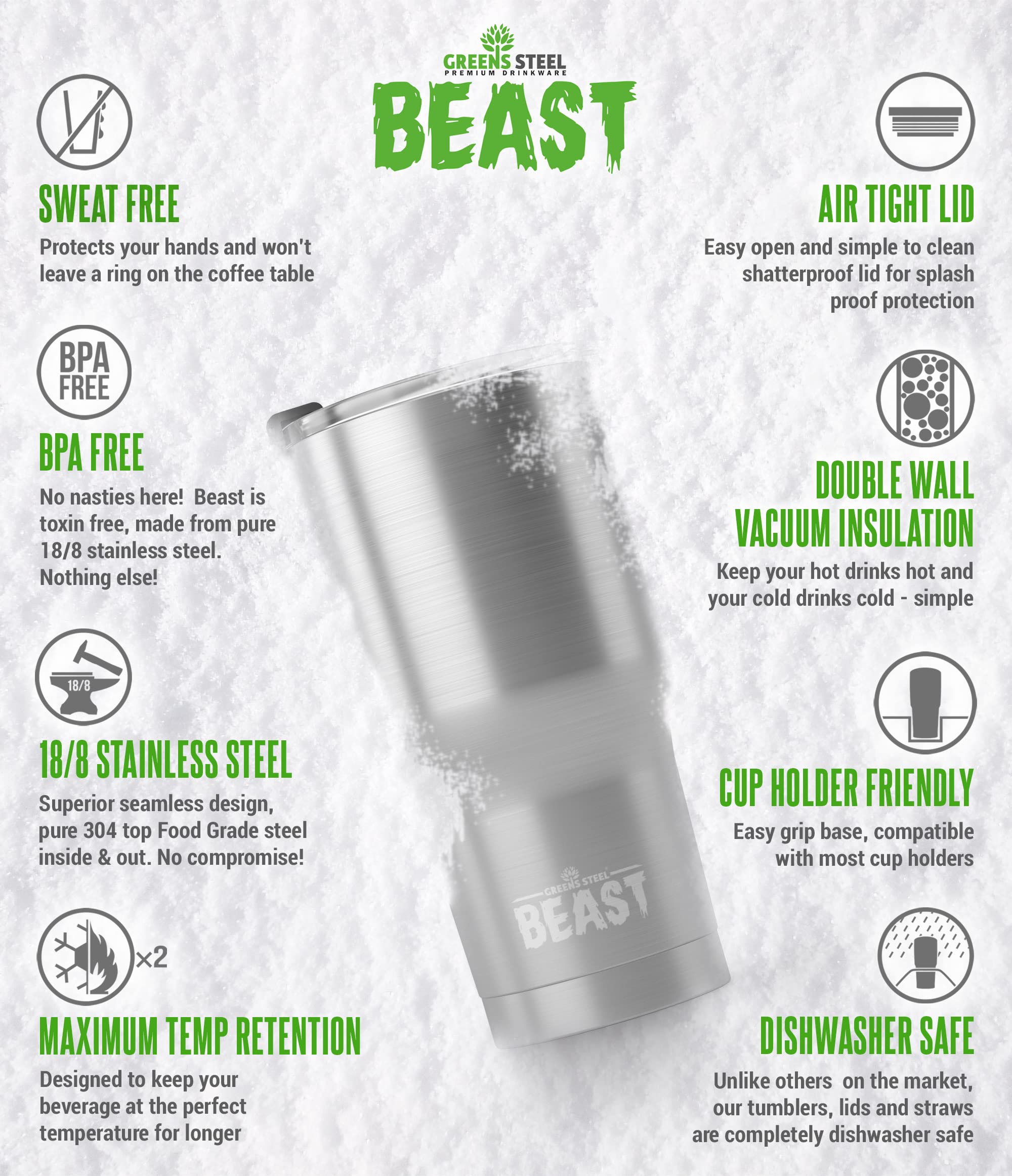 Foto 7 pulgar | Tumbler Greens Steel Beast 887 ml con Aislamiento al Vacío - Venta Internacional