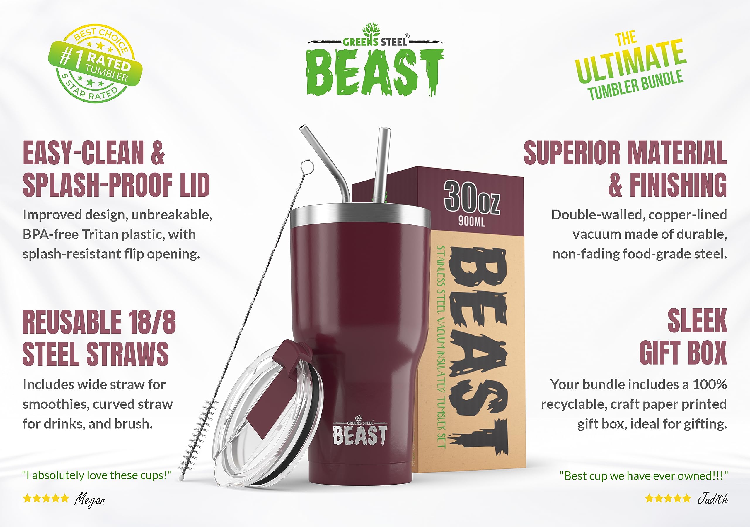 Foto 5 | Tumbler Greens Steel Beast 887 ml con Aislamiento al Vacío - Venta Internacional