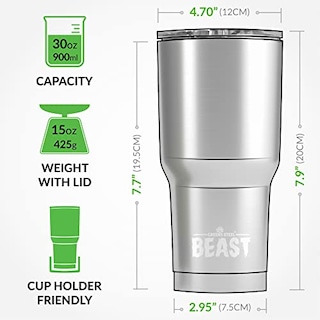 Foto 7 | Taza para Café Tumbler Greens Steel Beast de 30 Onzas con Aisl - Venta Internacional