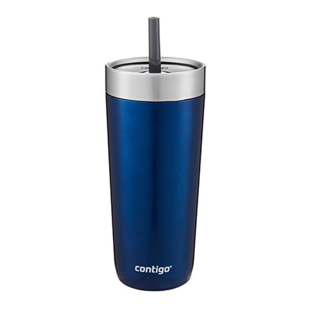 Foto 2 pulgar | Vaso Contigo Luxe Tumbler Azul con Popote de Acero Inoxidable 18 Oz