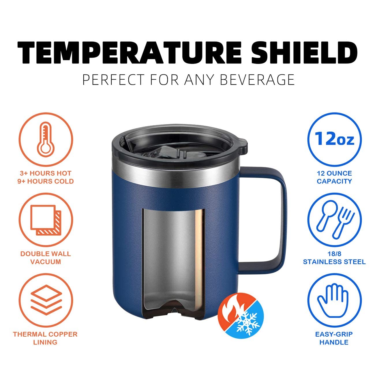 Foto 5 pulgar | Taza de Café Aloufea de Acero Inoxidable con Aislamiento al Vacío de 12 oz - Azul Marino - Venta Internacional