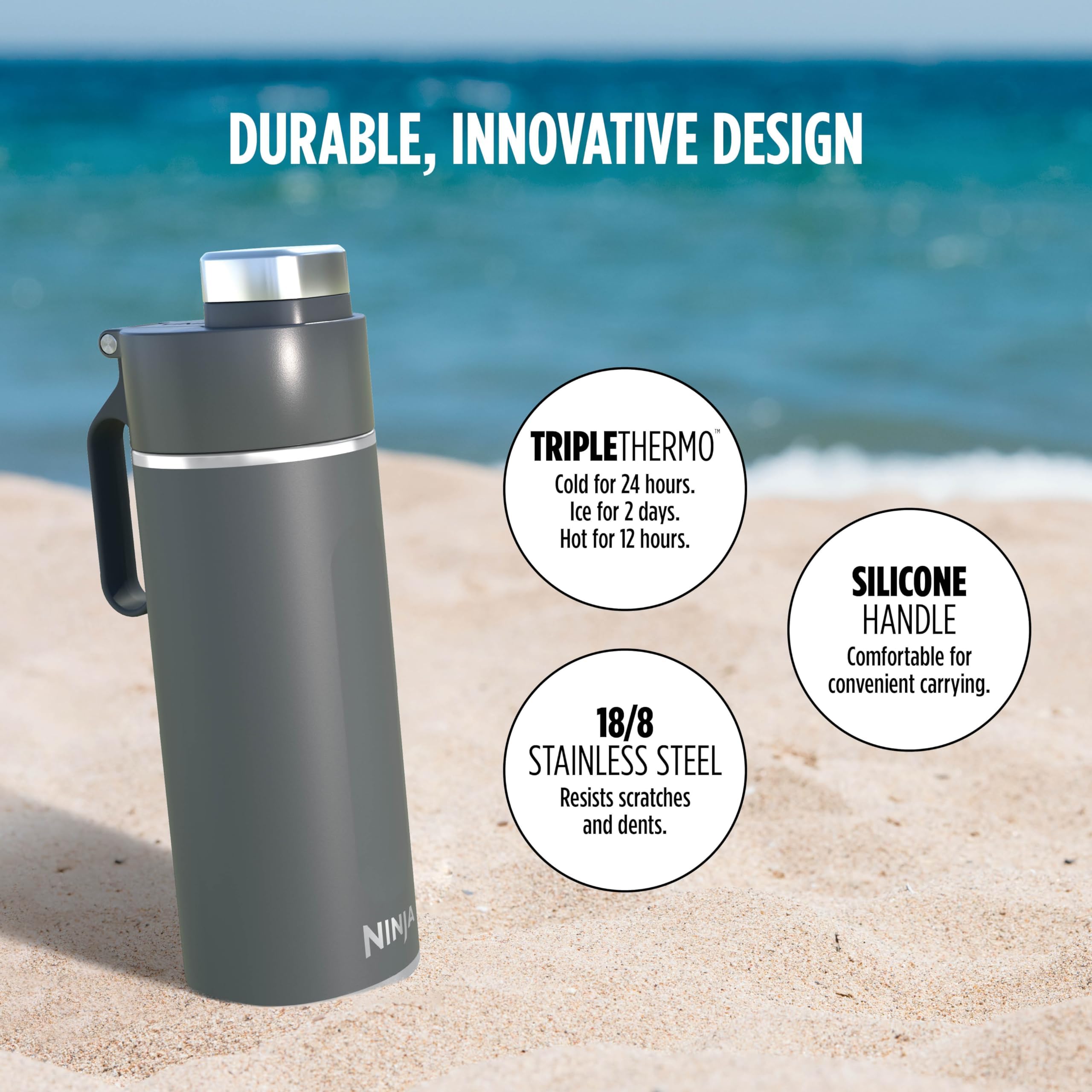 Foto 6 pulgar | Botella de Agua Ninja Thirsti Dw2401gy 700 ml de Acero Inoxidable - Venta Internacional