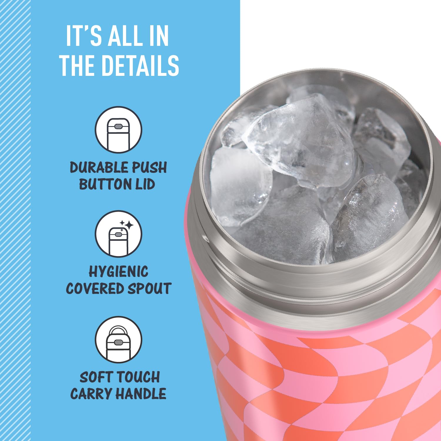 Foto 5 pulgar | Botella con Aislamiento al Vacío Thermos Funtainer Wavy Checkers De 473 Ml - Venta Internacional