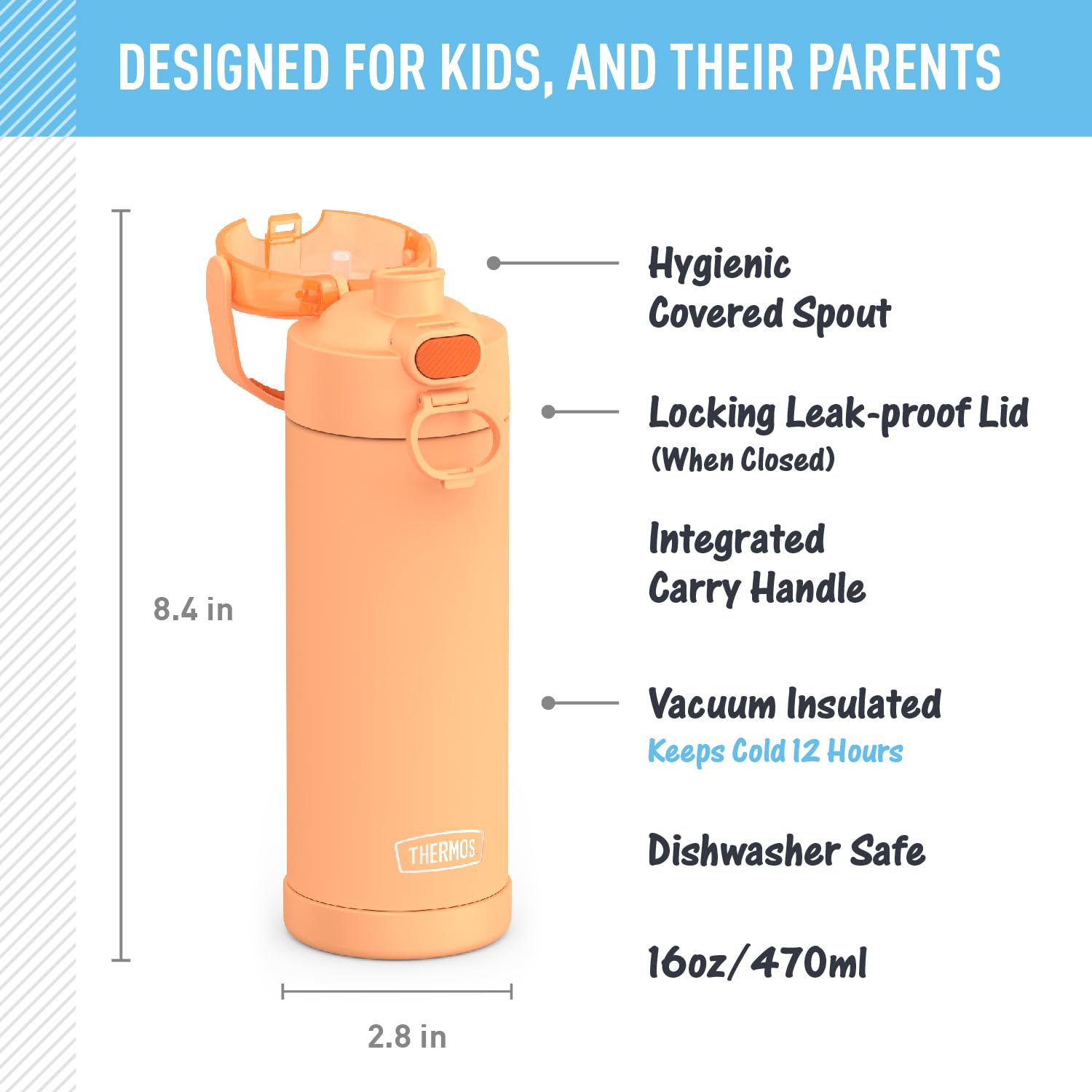 Foto 3 pulgar | Botella de Acero Inoxidable Thermos Funtainer 473 ml con Aislamiento al Vacío - Venta Internacional
