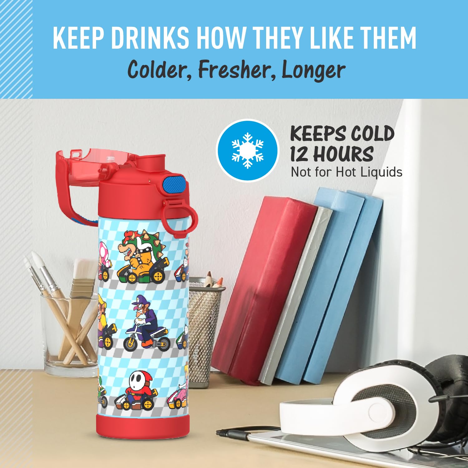 Foto 6 pulgar | Botella con Aislamiento al Vacío Thermos Funtainer 473 ml Mario - Venta Internacional