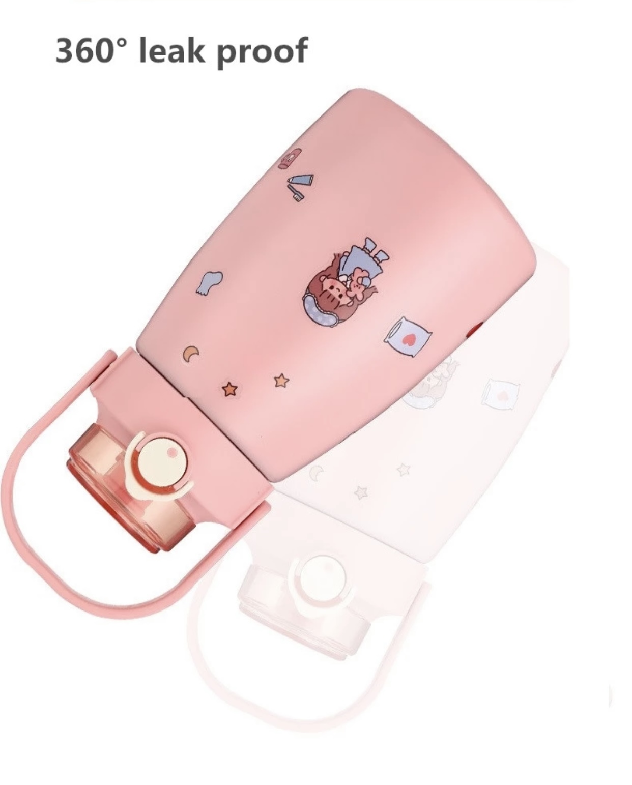 Foto 6 pulgar | Termo Kawaii De 750ml Con Popote Estampas Y Charms Resistente Rosa