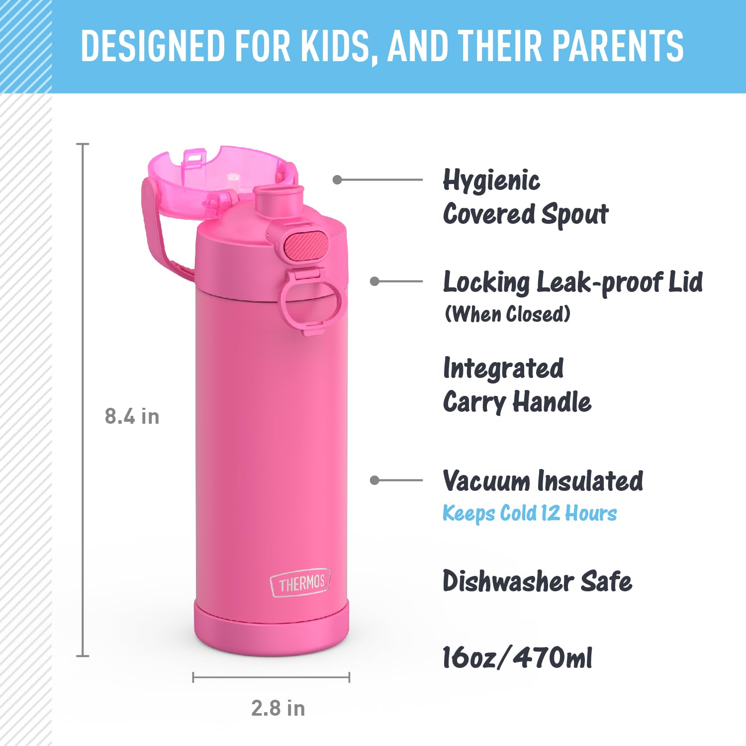 Foto 2 | Botella Termoaislante al Vacío Thermos Funtainer 473 ml Neon Pink - Venta Internacional