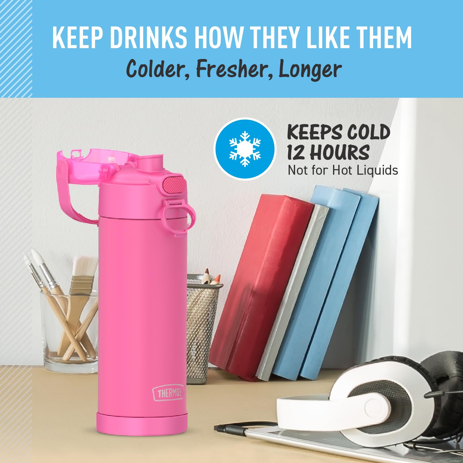 Foto 6 pulgar | Botella Termoaislante al Vacío Thermos Funtainer 473 ml Neon Pink - Venta Internacional