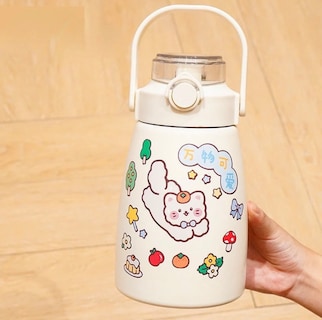 Foto 4 | Termo Kawaii De 750ml Con Popote Estampas Y Charms Resistente