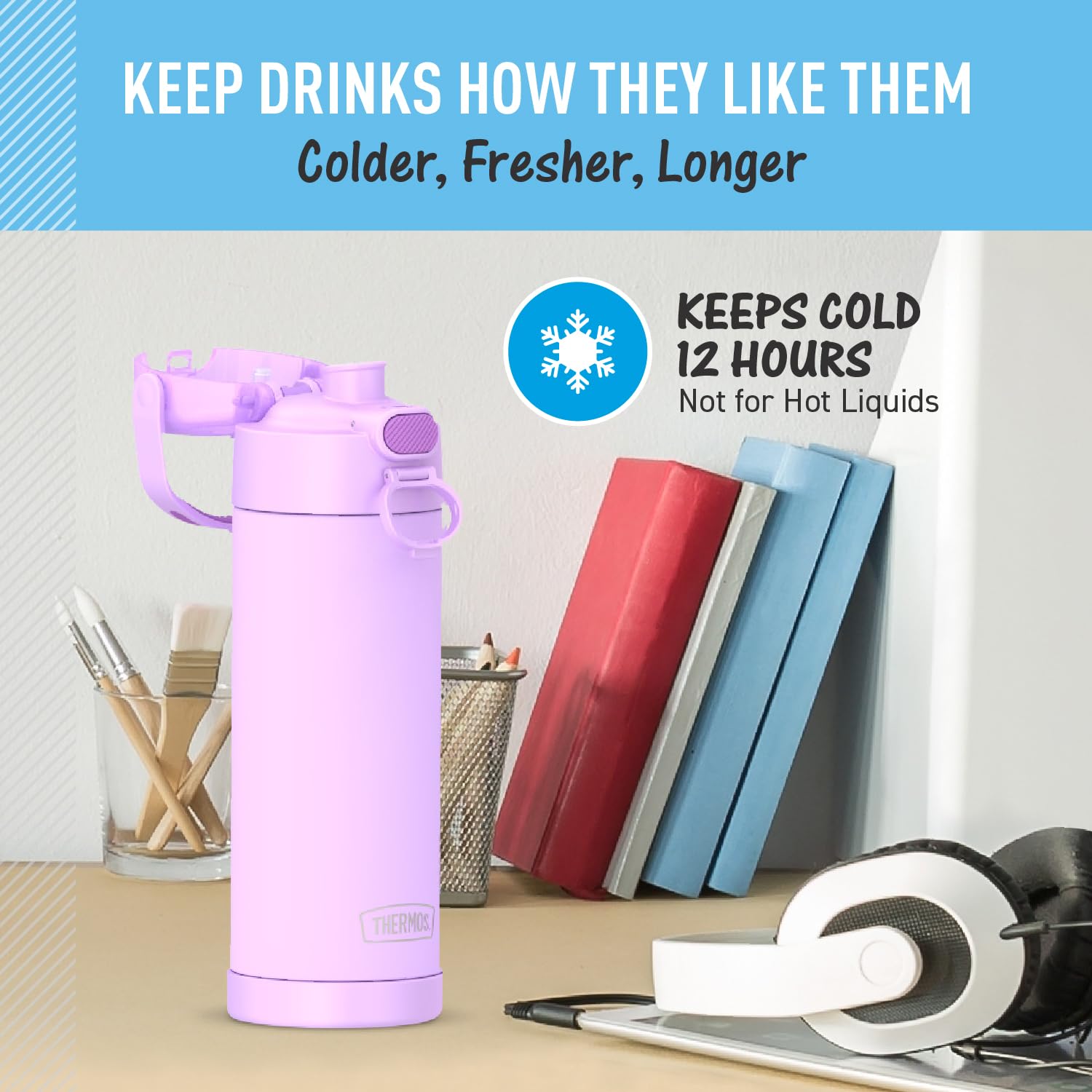 Foto 6 pulgar | Botella Termo Aislante al Vacío Thermos Funtainer 473 ml Neon Purple - Venta Internacional