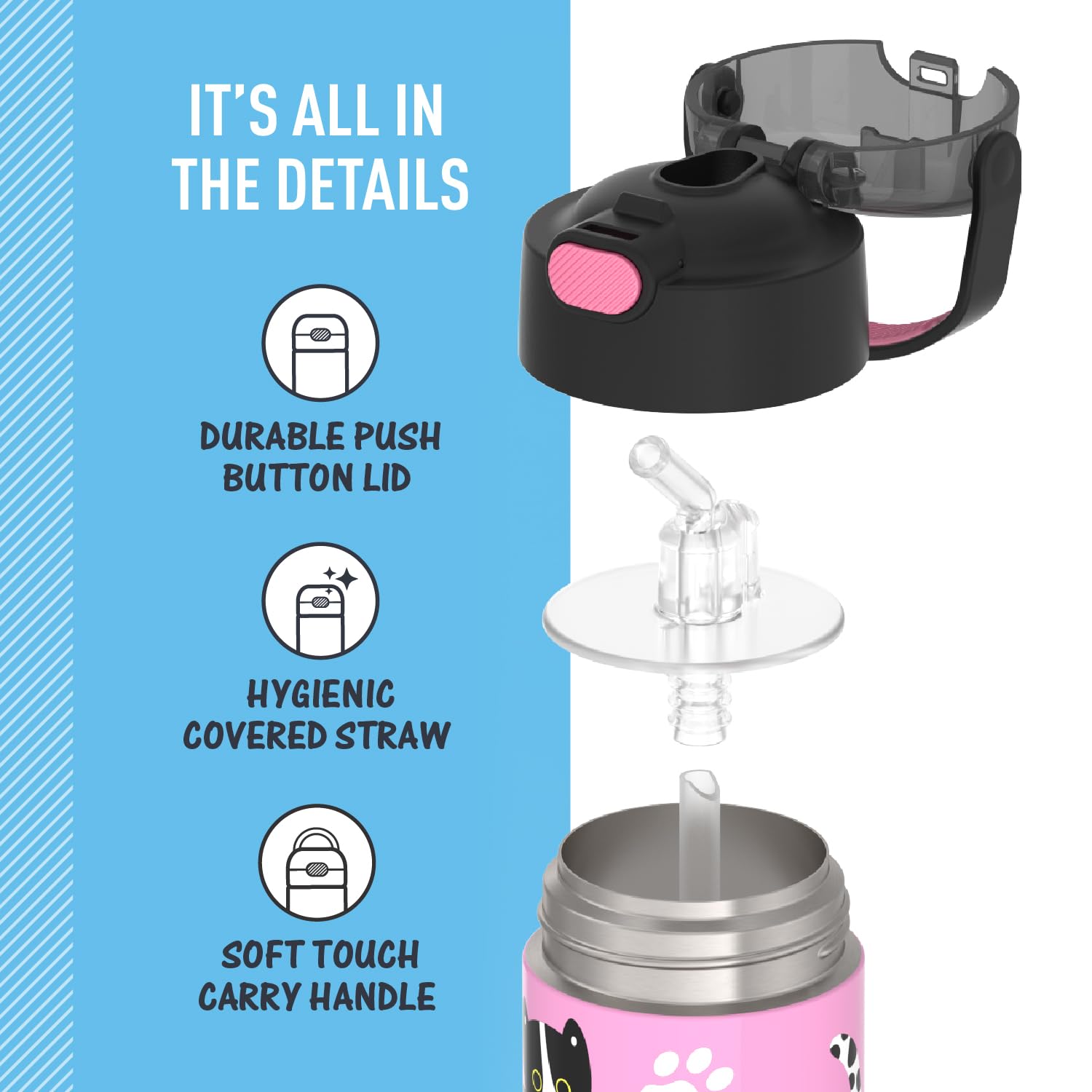 Foto 5 pulgar | Botella de Agua Thermos Funtainer Kittens 350 ml Kids Stainer Stainer - Venta Internacional