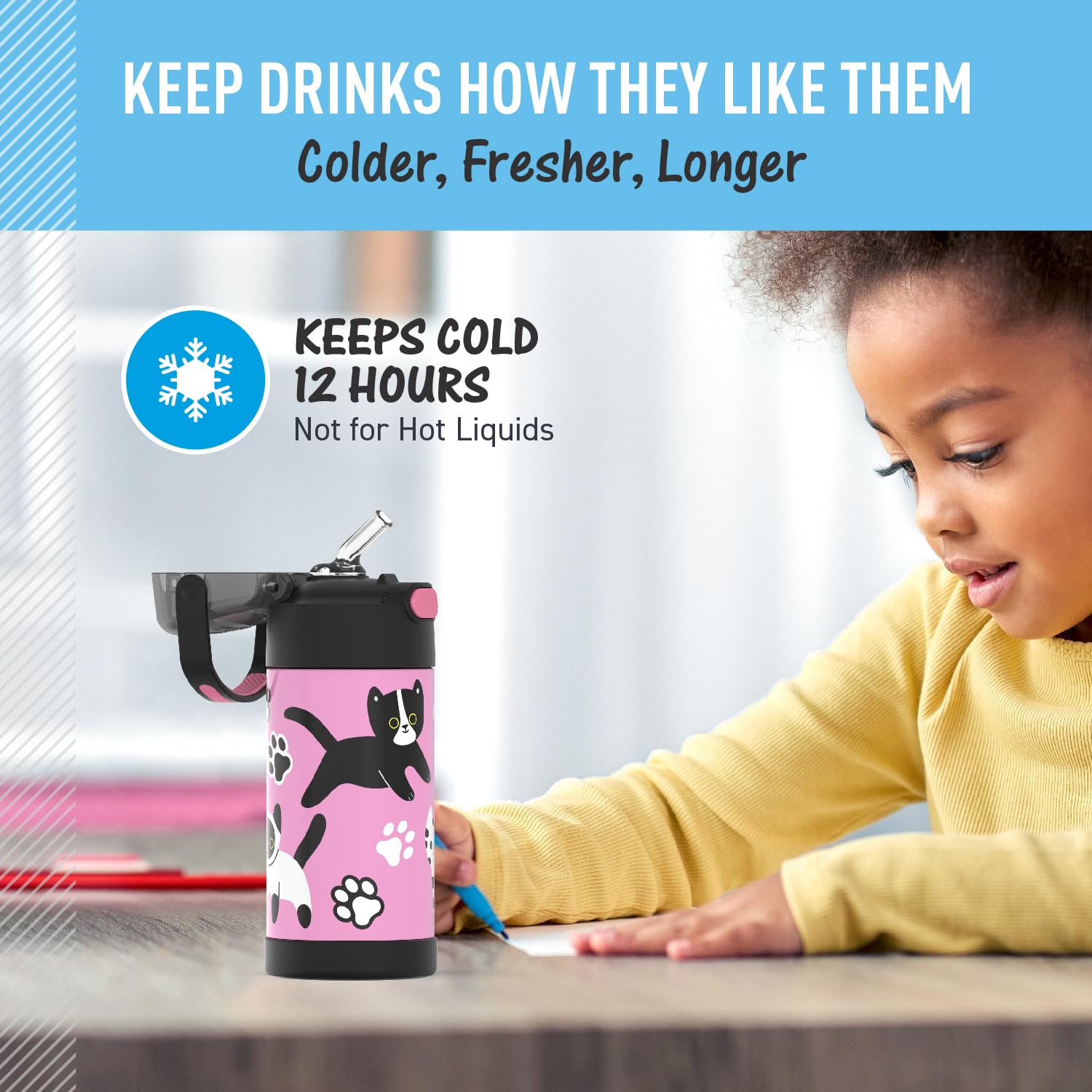 Foto 6 pulgar | Botella de Agua Thermos Funtainer Kittens 350 ml Kids Stainer Stainer - Venta Internacional