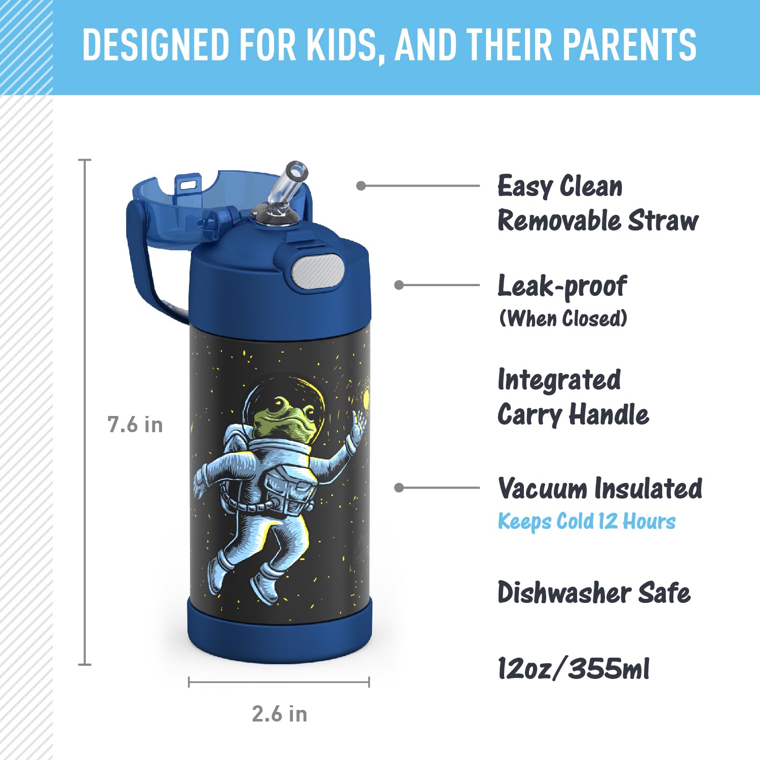 Foto 3 pulgar | Botella de Agua Thermos Funtainer Space Frog 350 ml Kids Steel - Venta Internacional