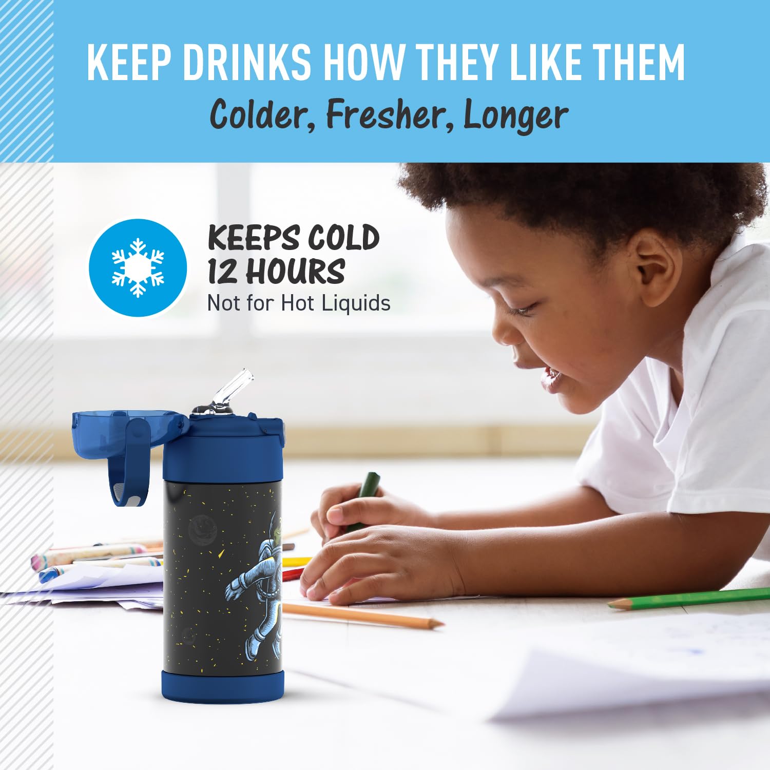 Foto 6 pulgar | Botella de Agua Thermos Funtainer Space Frog 350 ml Kids Steel - Venta Internacional