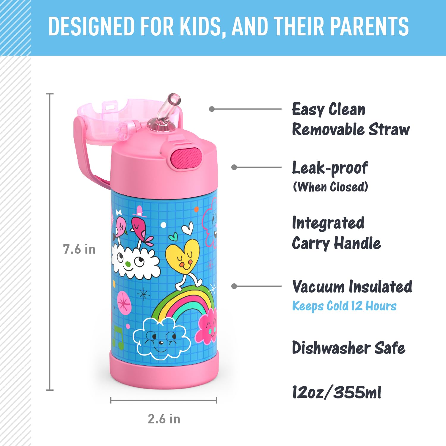 Foto 3 pulgar | Botella de Agua Thermos Funtainer Sketchbook 350 Ml Para Niños - Venta Internacional