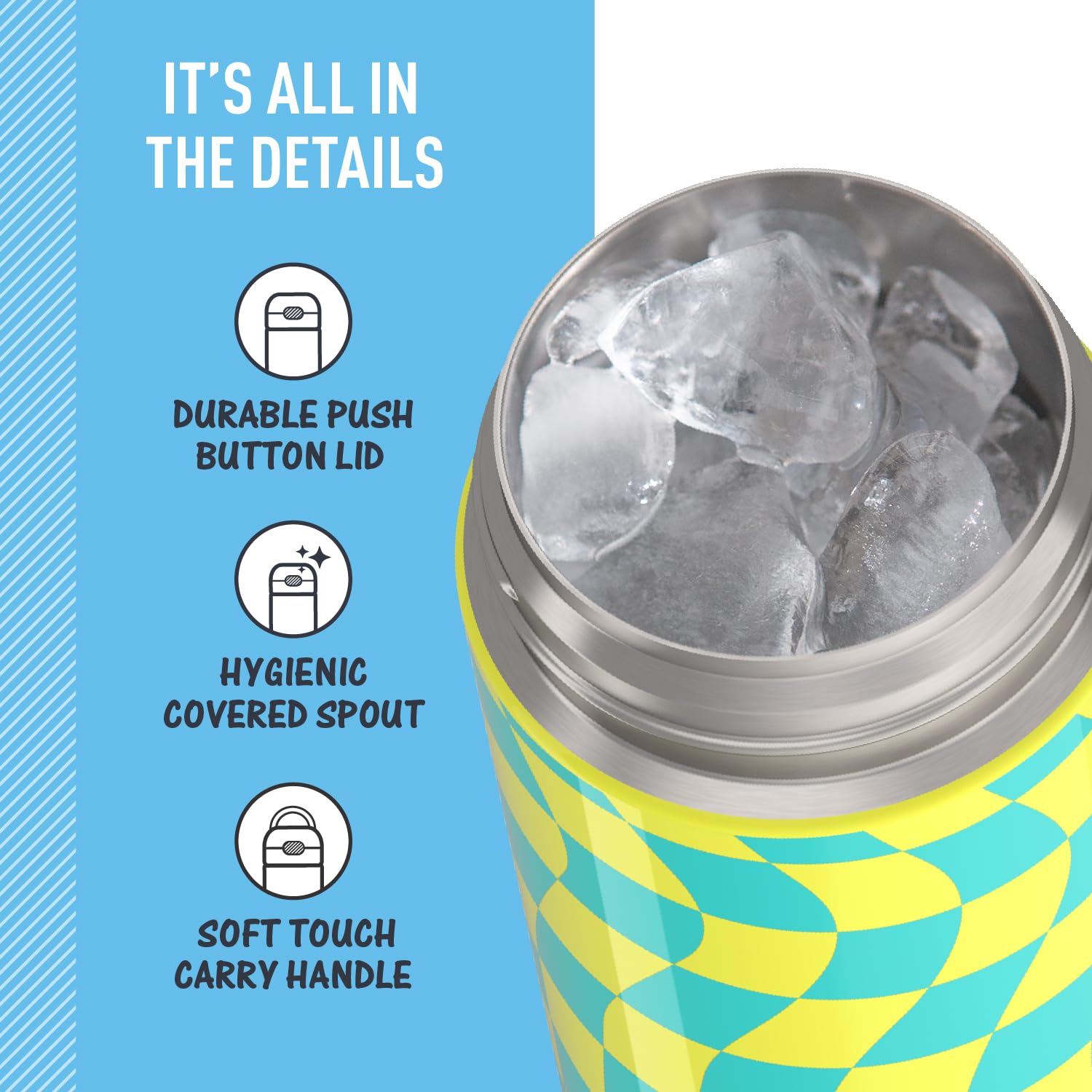Foto 5 pulgar | Botella con Aislamiento al Vacío Thermos Funtainer Wavy Checkers de 473 Ml - Venta Internacional