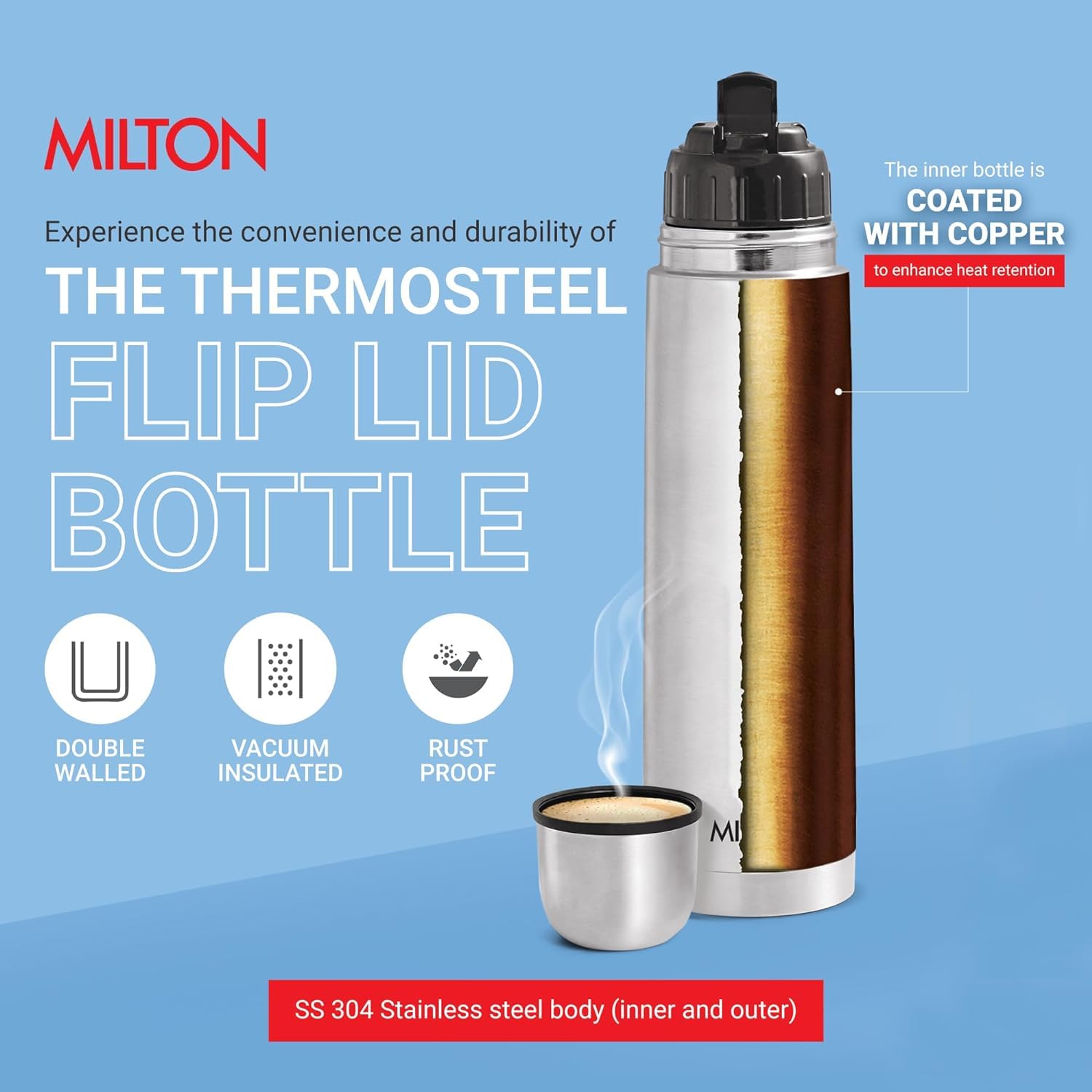 Foto 3 pulgar | Termo Milton Thermosteel con Tapa Abatible 750 Ml - Venta Internacional