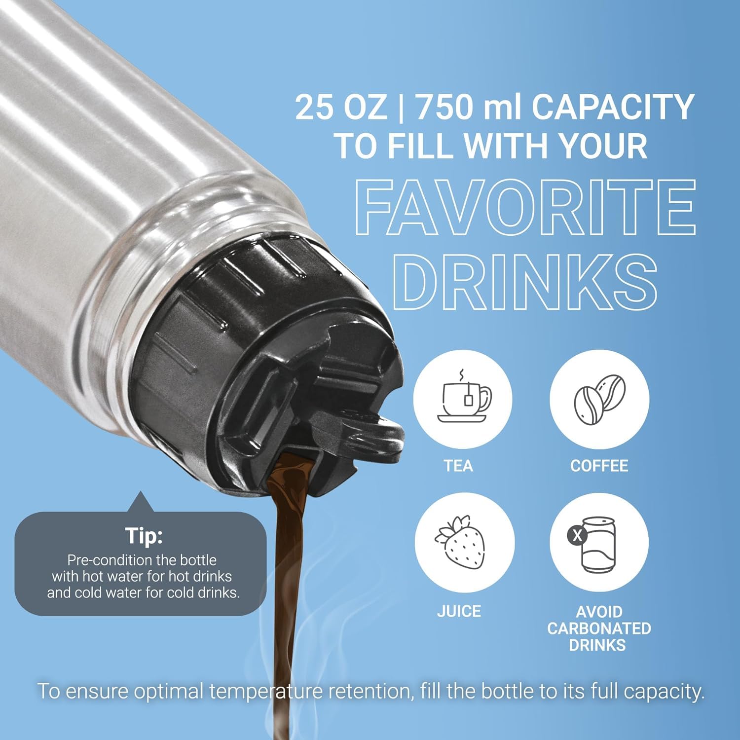 Foto 6 pulgar | Termo Milton Thermosteel con Tapa Abatible 750 Ml - Venta Internacional