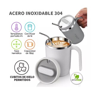 Foto 2 | Taza De Café De Acero Inoxidable De 500ml Con Asa Eo Safe Imports Esi-14194 Gris