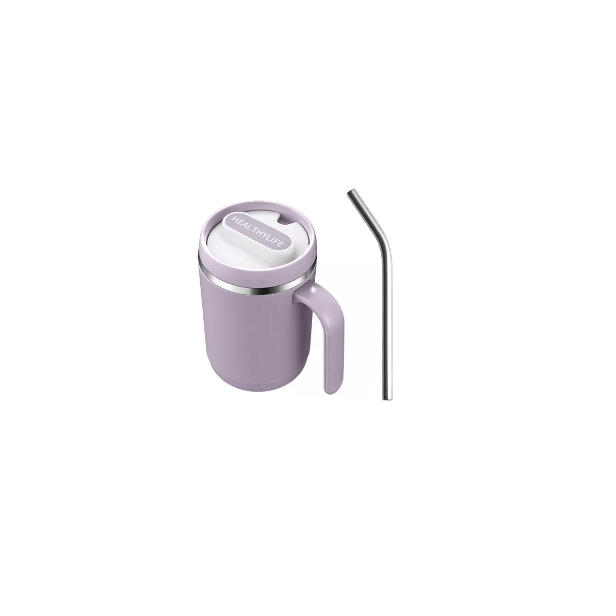 Taza De Café De Acero Inoxidable De 500ml Con Asa Eo Safe Imports Esi-14195 Violeta