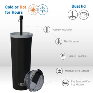 Foto 2 | Vaso Asobu Ocean De Acero Inoxidable De 800 Ml Con Tapa Con Pajita, Color Azul - Venta Internacional.
