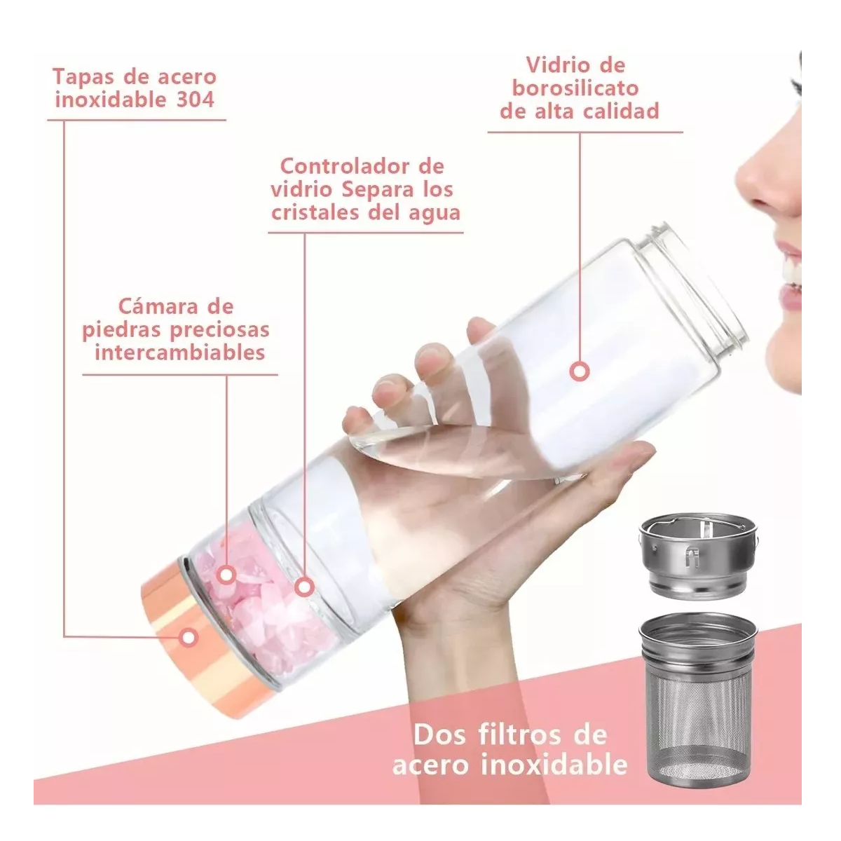 Foto 4 pulgar | Botella Agua con Cristal Energético