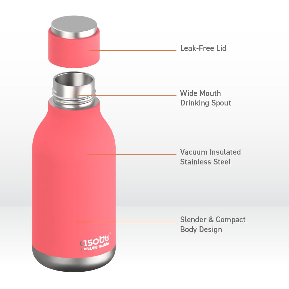 Foto 5 | Botella Aislante De Acero Inoxidable Asobu Urban 500 Ml, Color Melocotón - Venta Internacional.