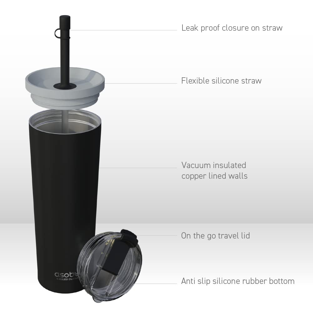 Foto 5 pulgar | Vaso Asobu Ocean De Acero Inoxidable De 800 Ml Con Tapa Con Pajita - Venta Internacional.