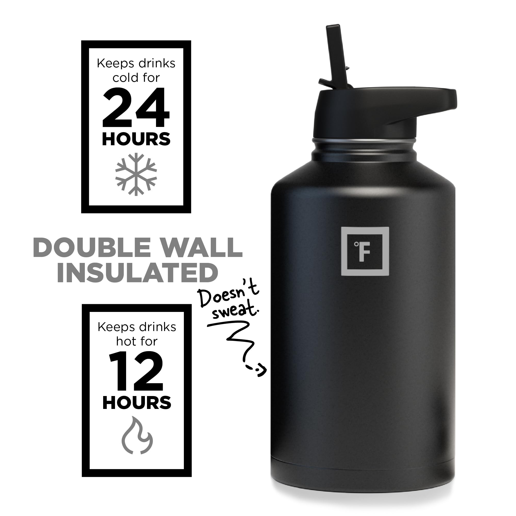 Foto 4 pulgar | Botella De Agua Iron °flask Para Acampar Y Hacer Senderismo, 1,9 L, Con 3 Tapas De Pajita - Venta Internacional.