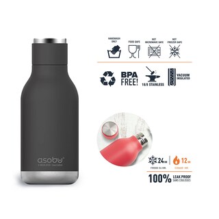 Foto 2 | Botella Aislante De Acero Inoxidable Asobu Urban 500 Ml (negra) - Venta Internacional.