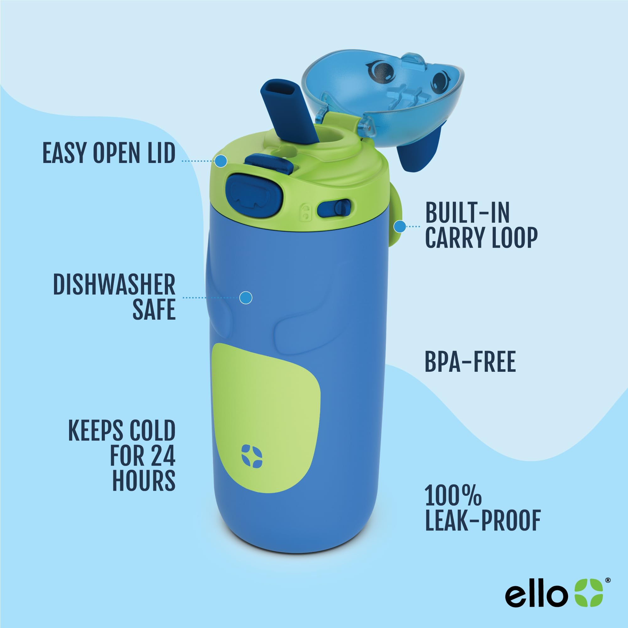 Foto 4 pulgar | Botella De Agua Ello Ellies De Acero Para Niños, Con Aislamiento Al Vacío, 350 Ml - Venta Internacional.