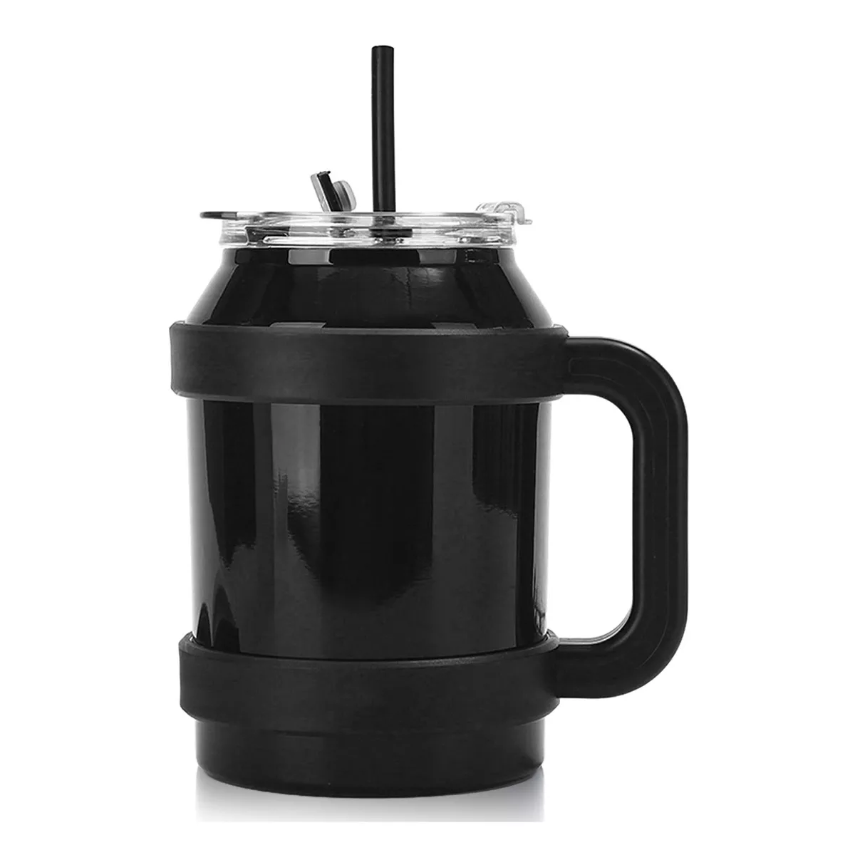 Foto 2 pulgar | Vaso Térmico de Acero Inoxidable Negro de 50 oz con Popote y Asa