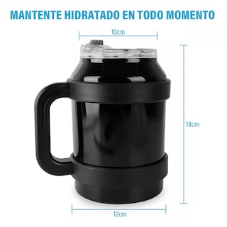 Foto 3 | Vaso Térmico de Acero Inoxidable Negro de 50 oz con Popote y Asa