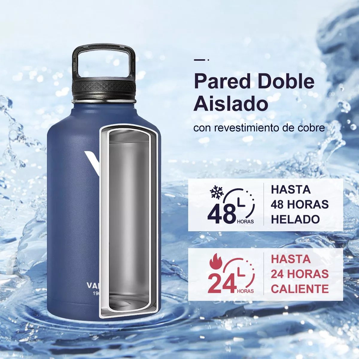 Foto 2 | Termo Vaso-botella Azul de Acero Inoxidable